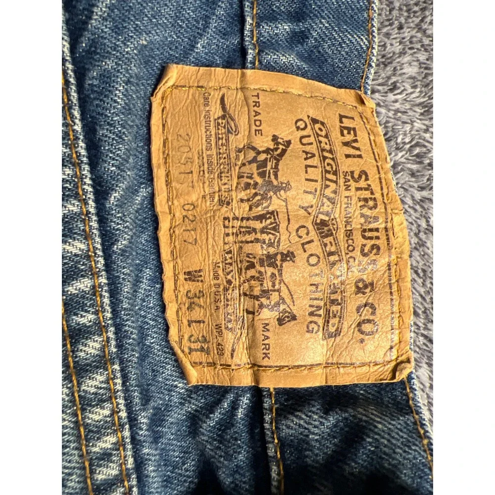 Vintage Levis 20517-0217 Orange Tab Jeans Medium Wash Cut Off Hem Mens 34x21.5